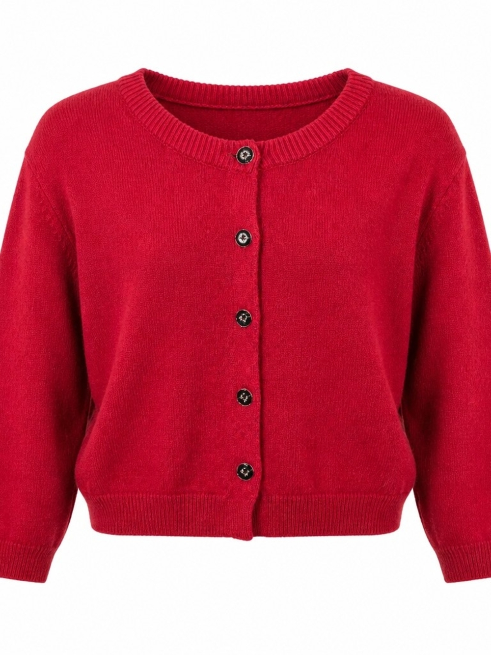 Women's Red Button-Front Knit Cardigan